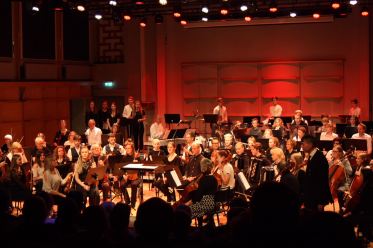Musikskolans symfoniorkester på Musikskolans konsert på Musikhögskolan Ingesund vt18. Foto: David Fryxelius.